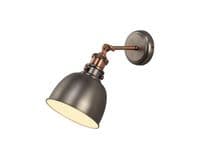 Cambridge Adjustable Wall Light in an Antique Silver Finish with Copper Accents