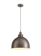 Cambridge Large Pendant in an Antique Silver Finish with Copper Accents