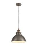 Cambridge Medium Pendant in an Antique Silver Finish with Copper Accents