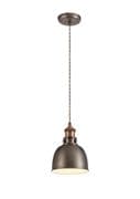 Cambridge Small Pendant in an Antique Silver Finish with Copper Accents
