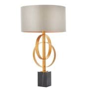 Cannes Table Lamp in Antique Gold Leaf with a Mink Satin Fabric Shade