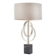 Cannes Table Lamp in Antique Silver Leaf with a Mink Satin Fabric Shade