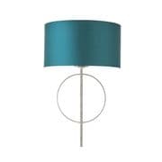 Cannes Wall Light in Antique Silver Leaf with a Satin Teal Fabric Shade