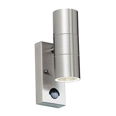 Canon Up and Down Outdoor Wall Light with PIR  finished in Brushed Steel IP44 - ENDON EL-40062