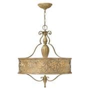 Carabel 3 Light Pendant in a Brushed Champagne Finish with an Ivory Linen Shade and Glass Diffuser - HINKLEY HK/CARABEL/P/B