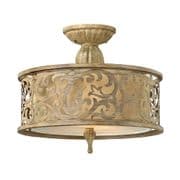 Carabel Small Semi-Flush Fitting in a Brushed Champagne Finish with an Ivory Linen Shade and Glass Diffuser - HINKLEY HK/CARABEL/SF/S
