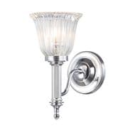 Carroll 1 Solid Brass Single Bathroom Wall Light in a Polished Chrome finish and Glass Shade IP44 - ELSTEAD BATH/CARROLL1 PC