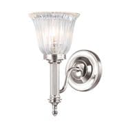 Carroll 1 Solid Brass Single Bathroom Wall Light in a Polished Nickel finish and Glass Shade IP44 - ELSTEAD BATH/CARROLL1 PN