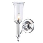 Carroll 2 Solid Brass Single Bathroom Wall Light in a Polished Chrome finish and Glass Shade IP44 - ELSTEAD BATH/CARROLL2 PC