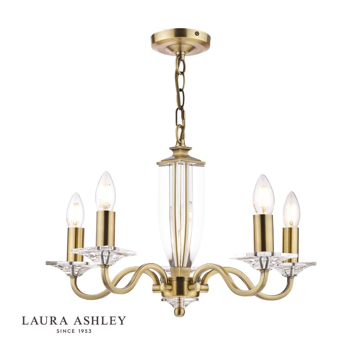 Carson 5 Light Fitting in Antique Brass and Crystal - Laura Ashley ...