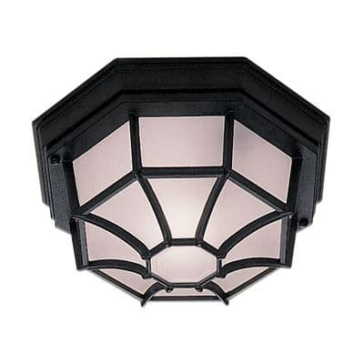 Cast Aluminium Flush Porch Fitting in Black IP54 - SEARCHLIGHT 2942BK