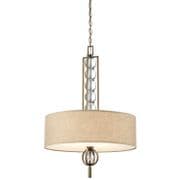 Celestial 3 Light Pendant in Bronze with a Crinkle Fabric Shade, Glass Diffuser and Crystal Spheres - KICHLER KL/CELESTIAL/3P