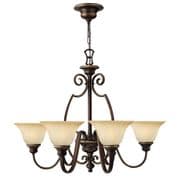 Cello 6 Light Chandelier in Antique Bronze with Vintage Alabaster Glass - HINKLEY HK/CELLO6