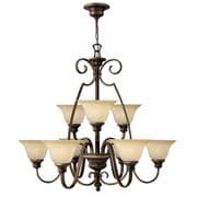 Cello 9 Light Chandelier in Antique Bronze with Vintage Alabaster Glass - HINKLEY HK/CELLO9