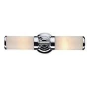 Century Double Bathroom Mirror/Wall Light in Polished Chrome with Opal White Glass Shades, Switched IP44 - där CEN0950