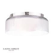 Charissa Bathroom Flush in Polished Chrome with Ribbed Glass, IP44 Rated - LAURA ASHLEY LA3756570-Q