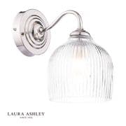 Charissa Bathroom Wall Light in Chrome with Ribbed Glass, IP44 Rated - LAURA ASHLEY LA3756571-Q