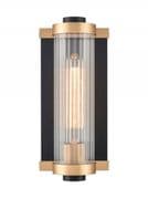 Cheadle Small Bathroom Wall Light in an Aged Brass and Matt Black Finish, IP44 Rated