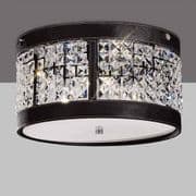 Chelford 3 Light Fitting in Dark Brown Faux Leather and Crystal Decoration