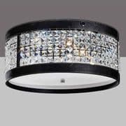 Chelford 4 Light Fitting in Black Faux Leather and Crystal Decoration