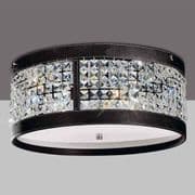 Chelford 4 Light Fitting in Dark Brown Faux Leather and Crystal Decoration