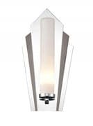 Chesham Art Deco Bathroom Wall Light in a Chrome and Matt Black Finish and Opal Glass, IP44 Rated