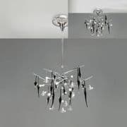 Childer 10 Light in Polished Chrome with Black Glass and Crystal Droplets