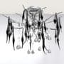 Childer 12 Light in Polished Chrome with Black Glass and Crystal Droplets