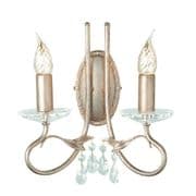 Christina Double Wall Light in a Silver/Gold Finish with Glass Droplets - ELSTEAD CRT2