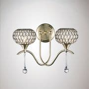 Christleton Double Wall Light in Antique Brass with Glass Shades