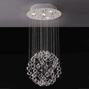 Churton 4 Light Pendant in Chrome with Crystal Spheres and Beads