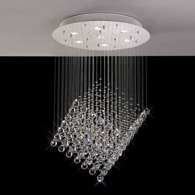 Churton 7 Light Pendant in Chrome with Crystal Spheres and Beads