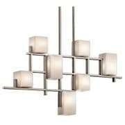 City Lights 7 Light Linear Chandelier finished in Classic Pewter with Opal Glass Shades - KICHLER KL/CITYLIGHTS7B