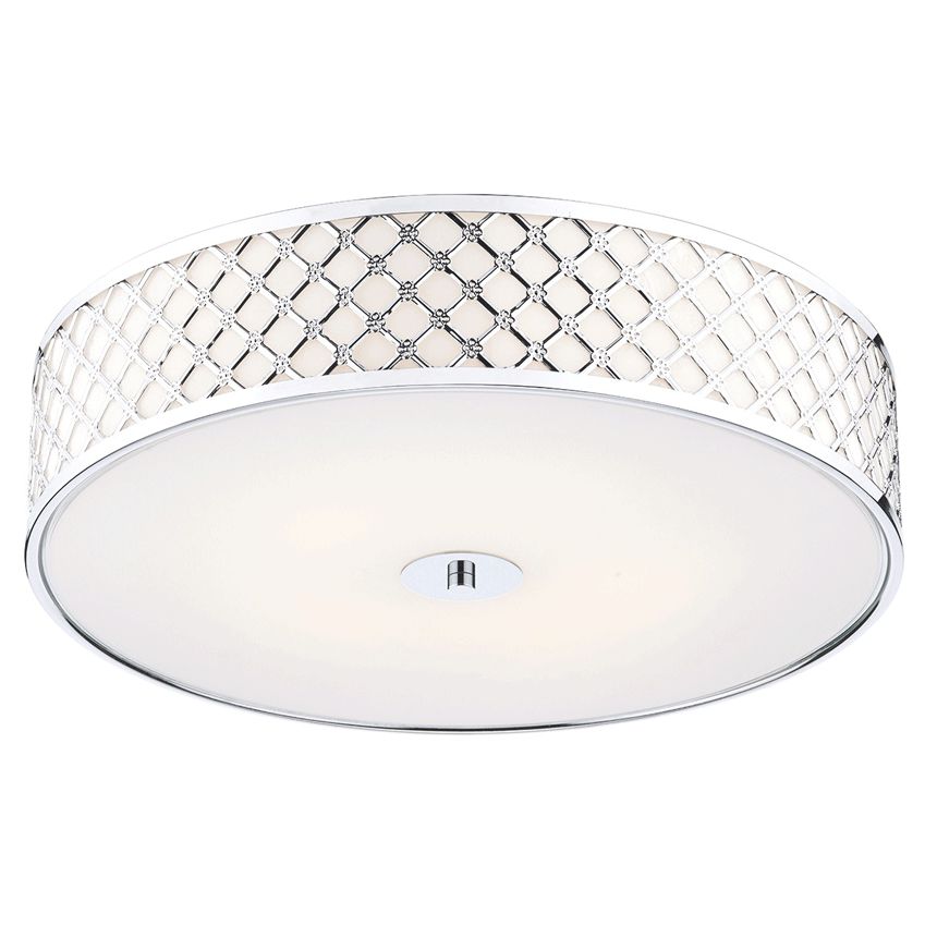 Civic 2 Light Small Flush with a Silver Fretwork Design Frame with a Glass Diffuser - där CIV5250
