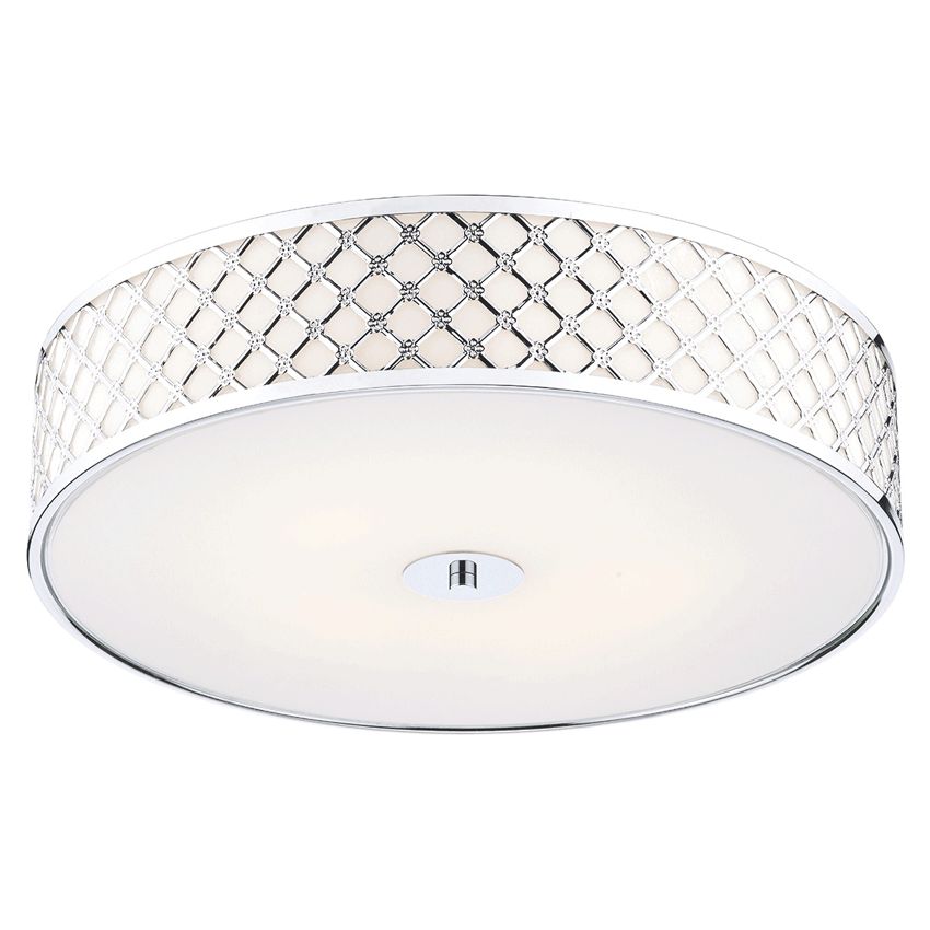 Civic 5 Light Large Flush with a Silver Fretwork Design Frame with a Glass Diffuser - där CIV5050
