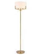 Clevedon 3 Light Floor Lamp in an Aged Brass Finish with an Off White Fabric Shade
