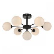 Cohen 7 Light Fitting in Matt Black with Opal Glass Shades - där COH3422-02