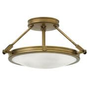 Collier 3 Light Small Semi-Flush in Heritage Brass with an Opal Diffuser - HINKLEY HK/COLLIER/SF/S