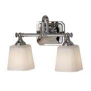 Concord Double Bathroom Mirror/Wall Light in Polished Chrome and Opal-Etched Glass Shades IP44 - FEISS FE/CONCORD2 BATH
