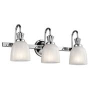 Cora 3 Light Bathroom Mirror Light in Polished Chrome with Ribbed Glass IP44 - KICHLER KL/CORA3 BATH