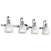 Cora 4 Light Bathroom Mirror Light in Polished Chrome with Ribbed Glass IP44 - KICHLER KL/CORA4 BATH