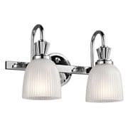 Cora Double Bathroom Wall Light in Polished Chrome with Ribbed Glass IP44 - KICHLER KL/CORA2 BATH