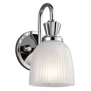 Cora Single Bathroom Wall Light in Polished Chrome with Ribbed Glass IP44 - KICHLER KL/CORA1 BATH