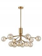 Corby 12 Light Fitting in Antique Gold with Amber Glass Shades