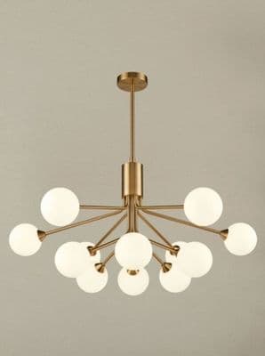Corby 12 Light Fitting in Antique Gold with Opal Glass Shades