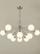 Corby 12 Light Fitting in Satin Nickel with Opal Glass Shades