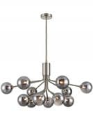 Corby 12 Light Fitting in Satin Nickel with Smoked Glass Shades