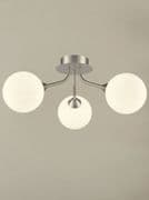 Corby 3 Light Fitting in Satin Nickel with Opal Glass Shades