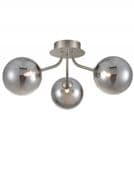 Corby 3 Light Fitting in Satin Nickel with Smoked Glass Shades