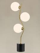 Corby 3 Light Table Lamp in Antique Gold with Opal Glass Shades